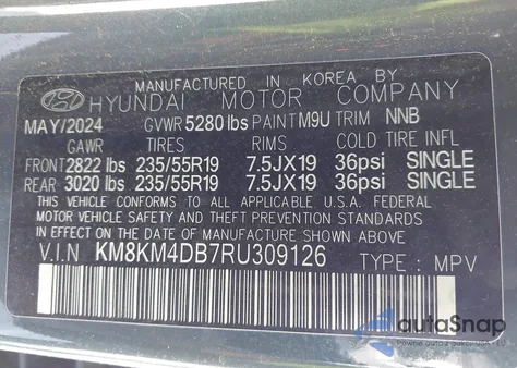2024 Hyundai Ioniq 5 Se Standard Range from USA, damaged, VIN KM8KM4DB7RU309126